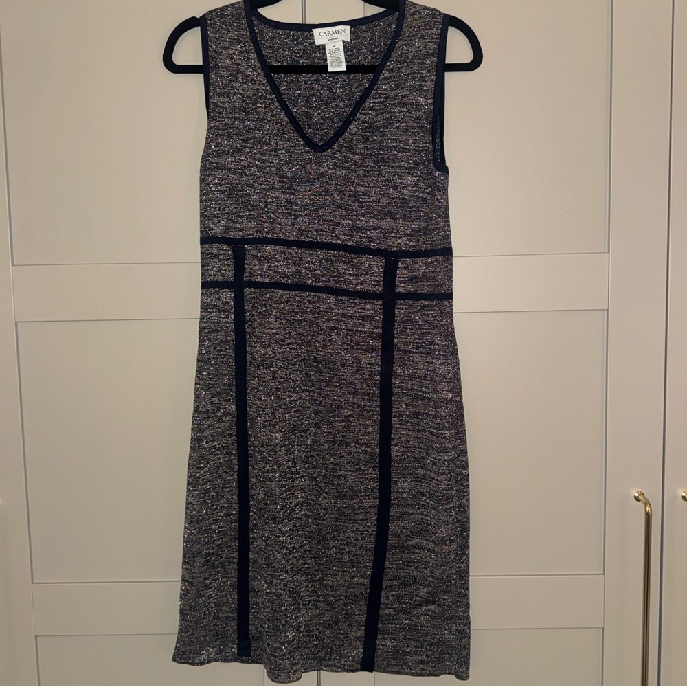 Carmen Black and Gray Textured Midi Dress
